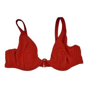 Shade & Shore Bikini Swim Top Women's Size 38D Red Plunge Underwire Non-Padded